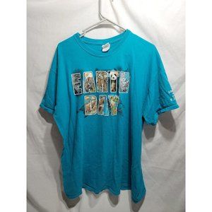 Gildan Earth Day Blue Green T Shirt Size XL Barrington Elementary 100% Cotton